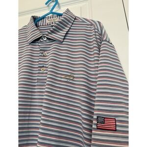 Peter Millar Summer Comfort American Flag Pelican Golf Club Polo Golf Shirt L